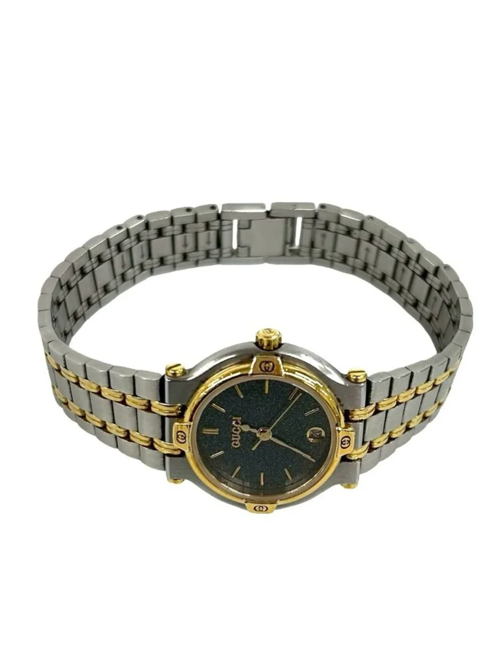 Gucci Log Stainless Steel Quartz Watch Wristwatch Silver